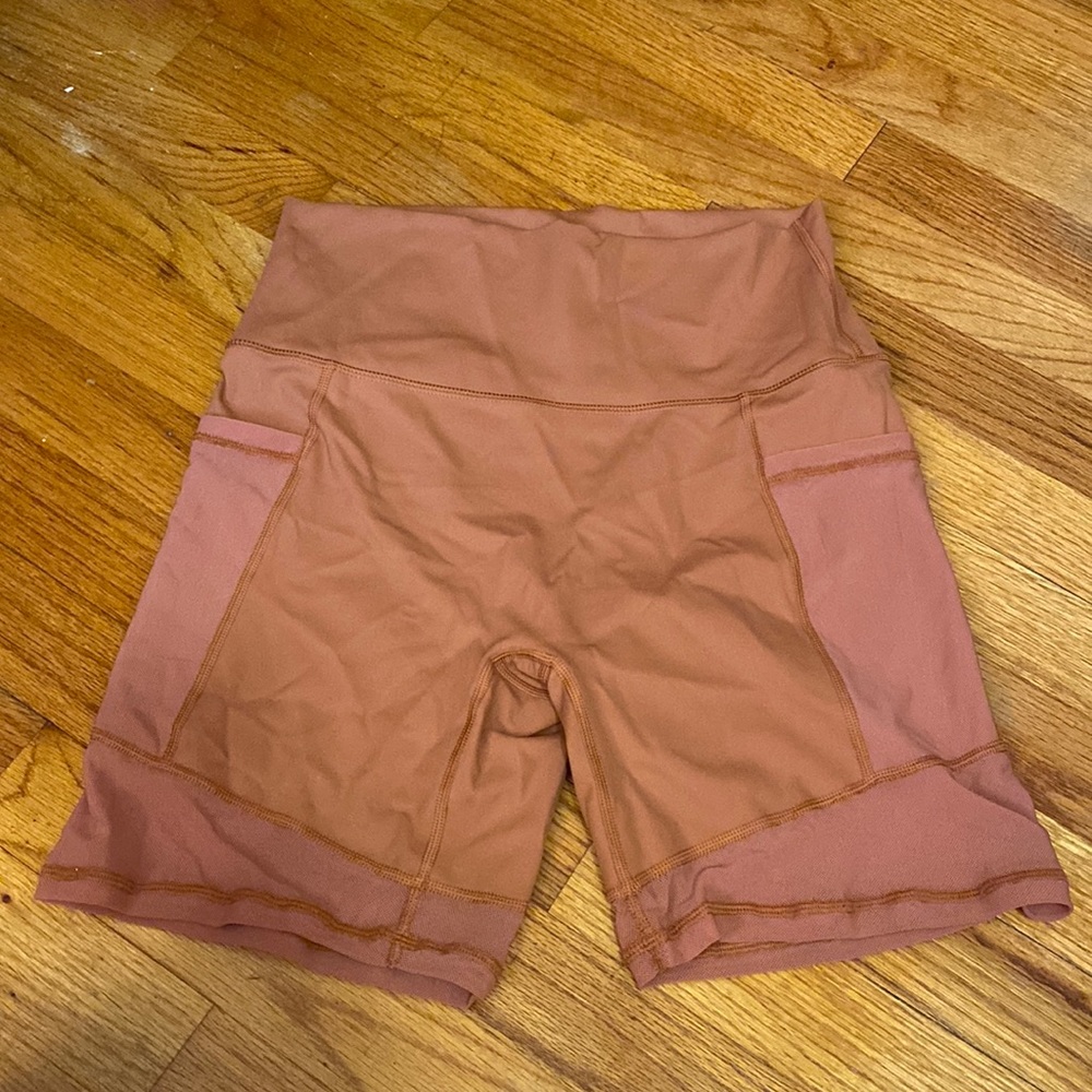 Aerie chill. play. move. Rust colored bike shorts